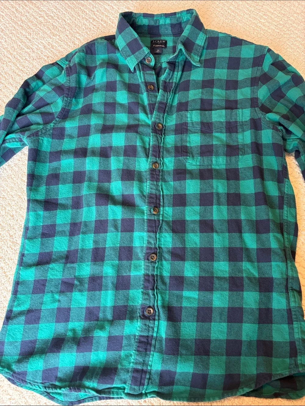 J. Crew Teal and Navy Plaid Button-Down Shirt